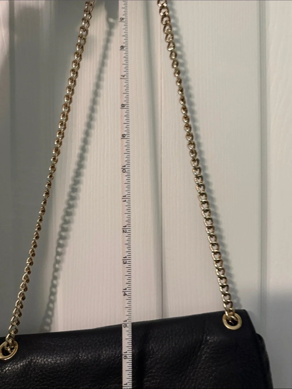 Michael Kors Black Leather Shoulder Bag with Gold MK Emblem